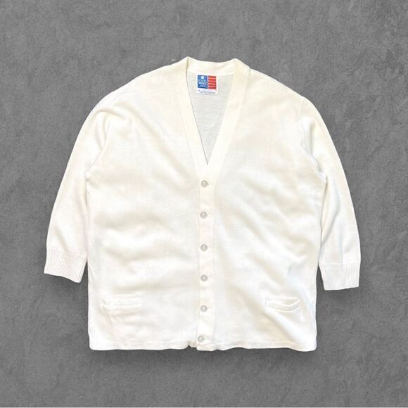 School Apparel Sweaters - Vtg 80s NOS School Apparel Cream Cardigan Sweater, Grandma Mildred, Deadstock XL